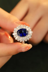 5 Carat Lab-Grown Sapphire Flower Shape Ring - Shah S. Sahota